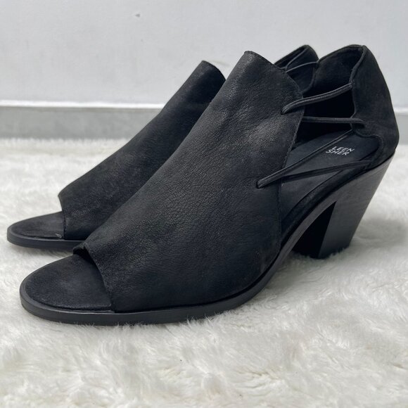 Eileen Fisher Women's Black Nikki Peep Toe Heeled Boots Shoes Size 11 - Picture 1 of 11